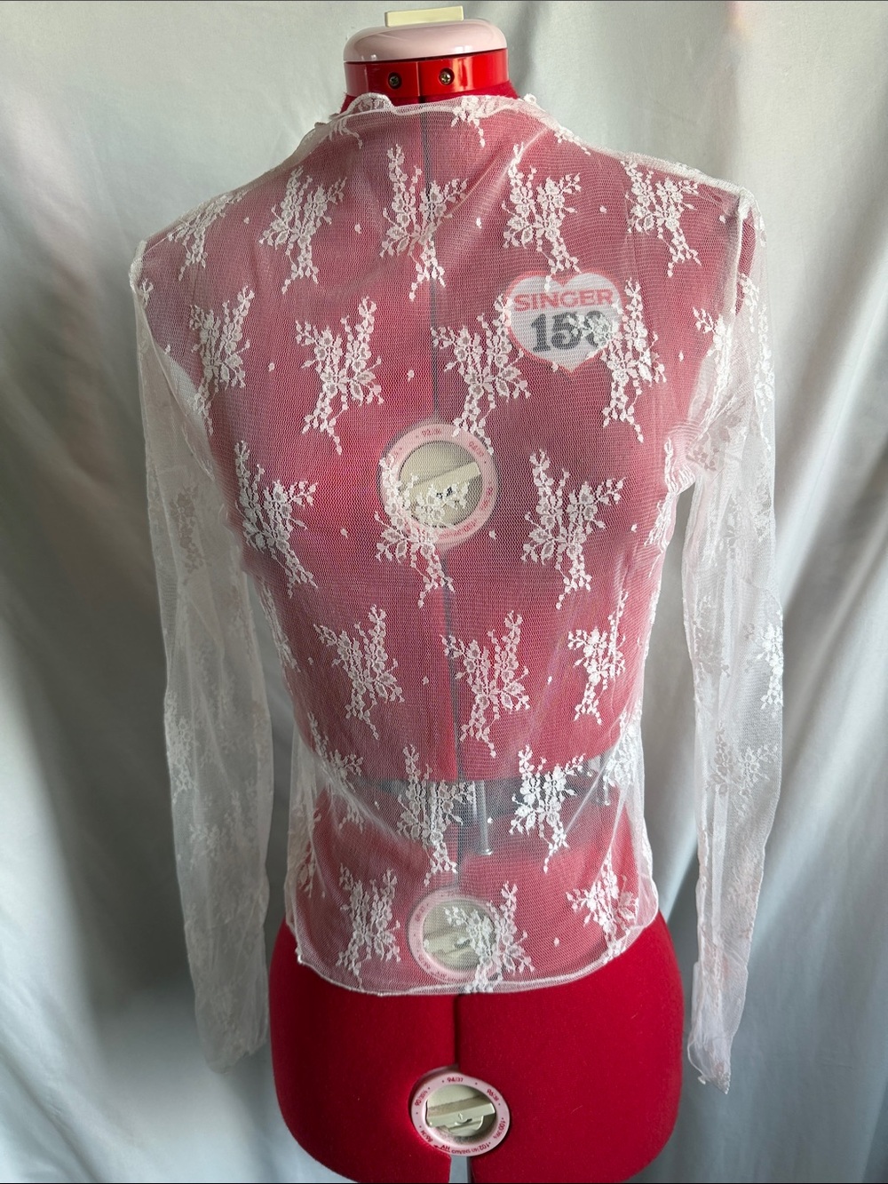 Delicate White Lace Sheer Blouse - Long Sleeve